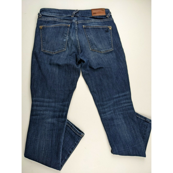 DL1961 Amanda Skinny Dark Wash Jeans Sz 27 Stretch Low Rise Distressed - Picture 2 of 7
